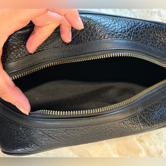 Authentic COACH Toiletry Travel Bag- black leather with varsity stripe - Picture 9 of 9